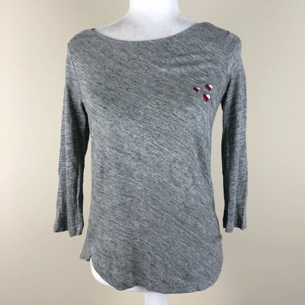 FRAME Heathered Gray Weekend Linen Tee Heart